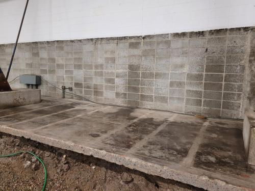 Concrete Cut Out for Establishing Floor Surface to be At Street Level