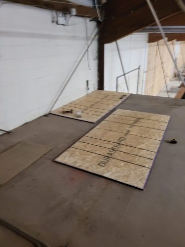 Prep for new engineered flooring for equipment room ceiling to accommodate HVAC